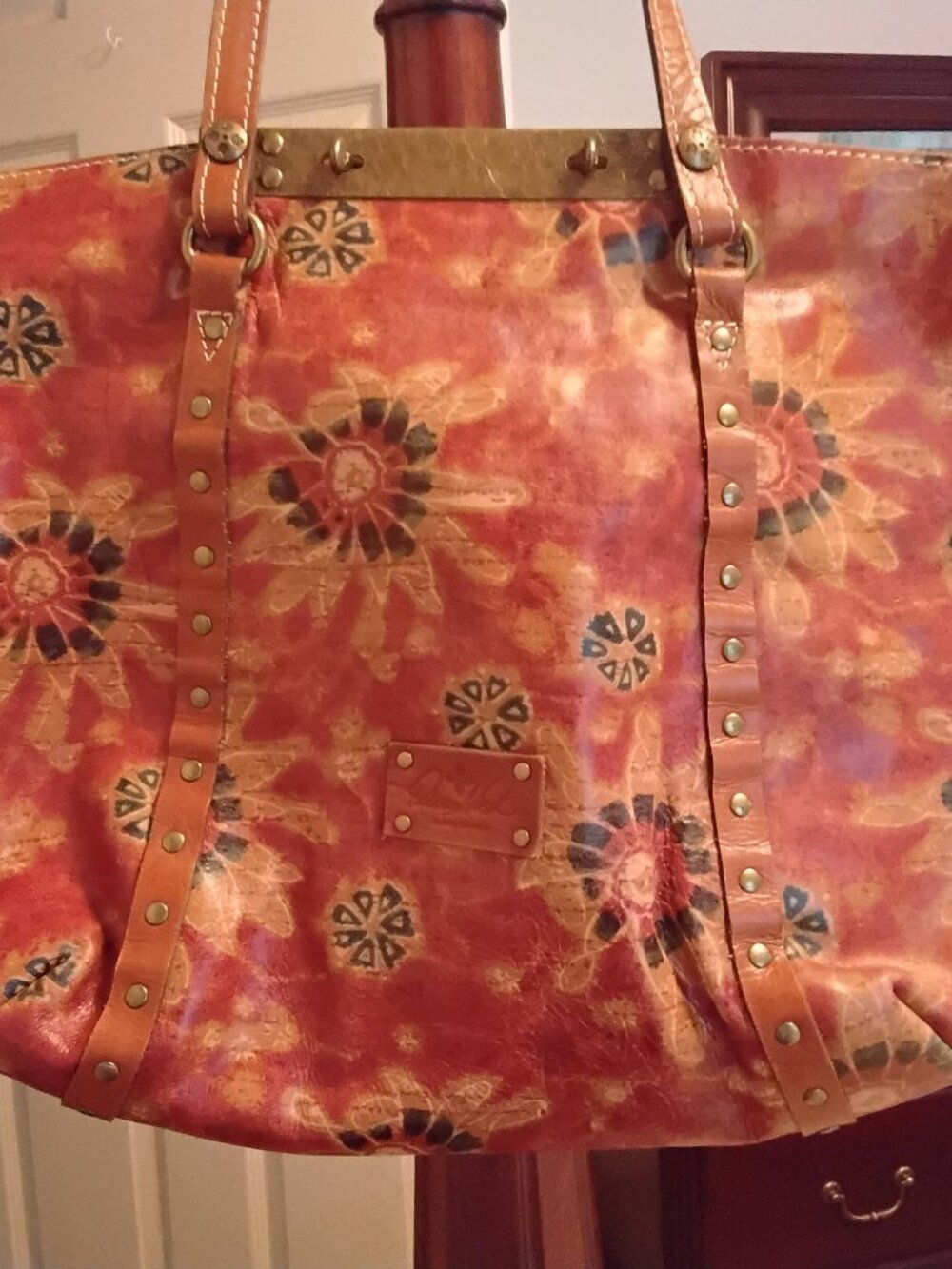 Patricia Nash large Studded leather tote